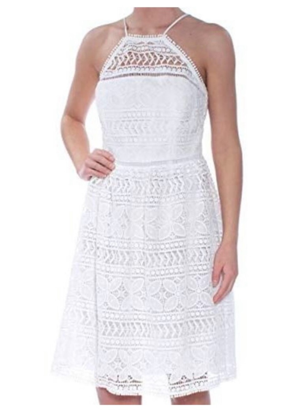 Trina Turk White Crochet Halter Midi Dress - Picture 2 of 7